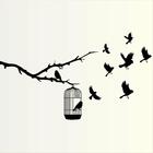 Adesivo De Parede Gaiola Pássaros Liberdade