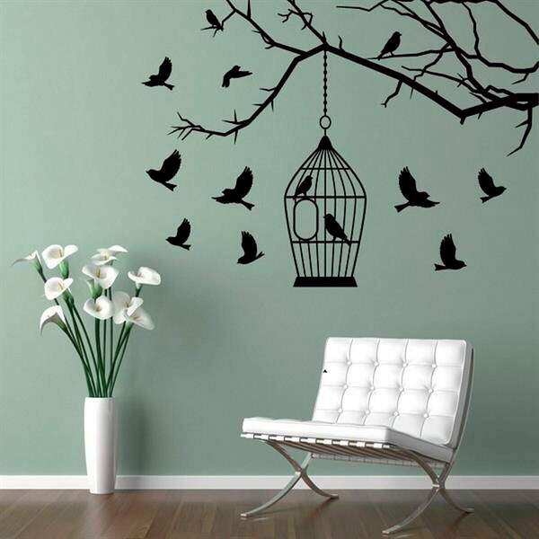Adesivo De Parede Galho E Pássaros 02-eg 138x100cm