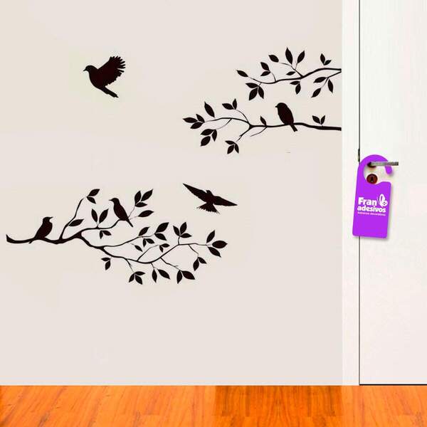 Adesivo De Parede Galhos E Pássaros 1-es 132x98cm