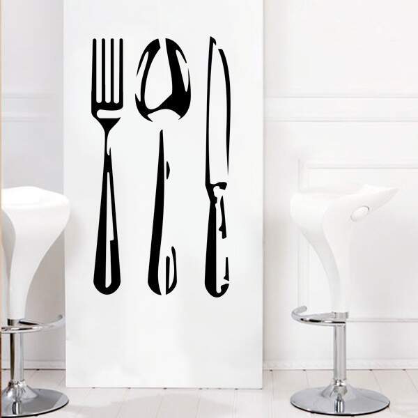 Adesivo De Parede Garfo, Colher E Faca Talheres-es 60x112cm
