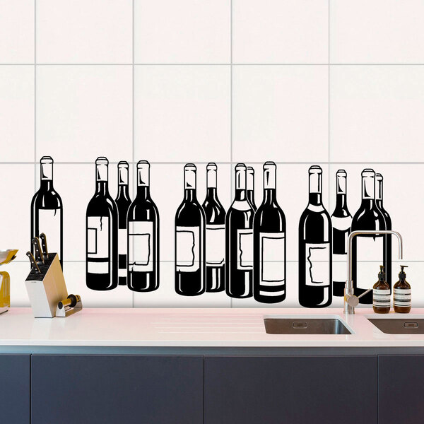 Adesivo De Parede Garrafas De Vinho-en 180x75cm