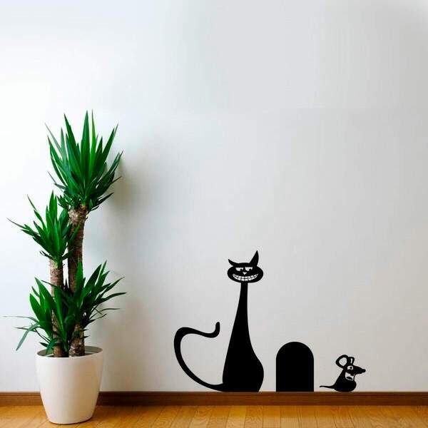 Adesivo De Parede Gato E Rato-m 54x38cm