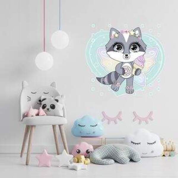 Adesivo De Parede Guaxinim Fofo Mod 1 Medida:50 X 46 Cm