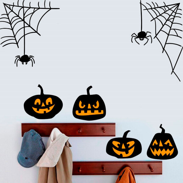 Adesivo De Parede Halloween Abóboras E Aranhas-es 98x98cm | Leroy Merlin