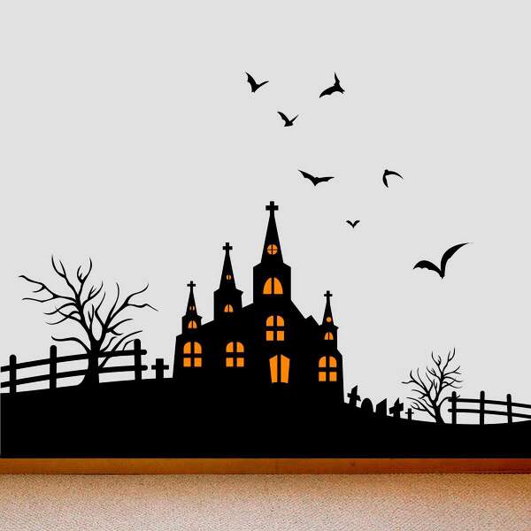 Adesivo De Parede Halloween Casa Mal Assombrada 1-p 30x60cm