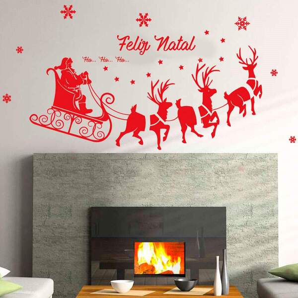 Adesivo De Parede Hohoho Feliz Natal-p 82x48cm