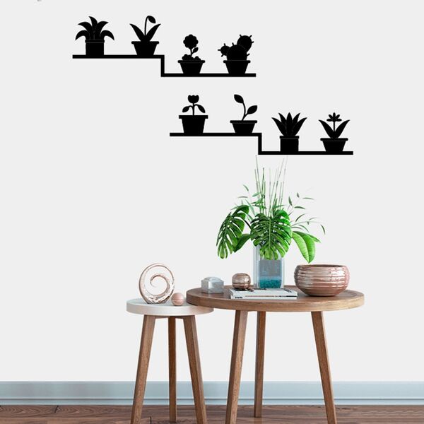 Adesivo De Parede Horta Vasos Decorativos Silhueta Vasinhos C