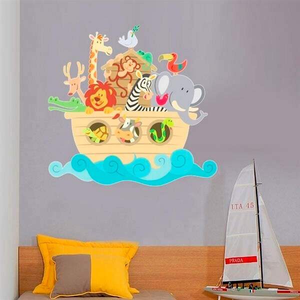 Adesivo De Parede Infantil A Arca De Noé-g 95x95cm
