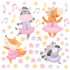 Adesivo De Parede Infantil Animais Ballet