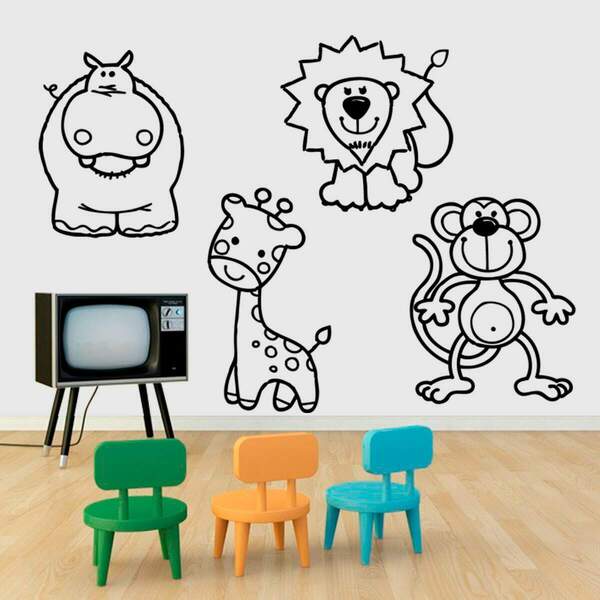 Adesivo De Parede Infantil Animaizinhos - Grande 58x78cm