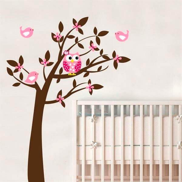 Adesivo De Parede Infantil Árvore Com Corujinha - Grande 96x1