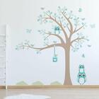 Adesivo De Parede Infantil Árvore Coruja Baby Turquesa