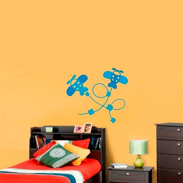 Adesivo De Parede Infantil Avião E Manobras-g 70x70cm