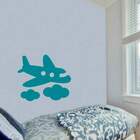 Adesivo De Parede Infantil Avião E Nuvens-eg 100x100cm