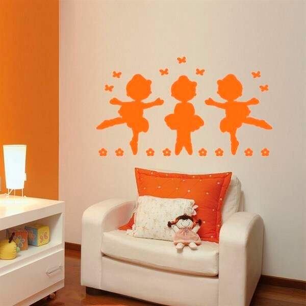 Adesivo De Parede Infantil Bailarinas Mod. 3 - Médio 84x50cm