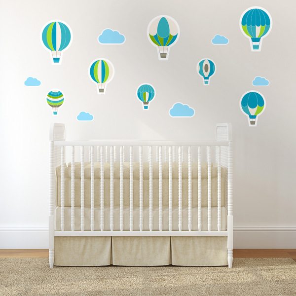 Adesivo de Parede Infantil Balões Azul e Verde