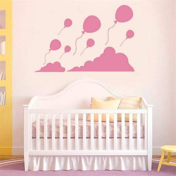 Adesivo De Parede Infantil Balões E Nuvens Mod. 1-g 108x50cm
