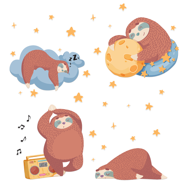 Adesivo De Parede Infantil Bicho Preguiça Para Quarto