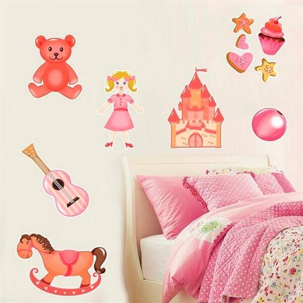 Adesivo De Parede Infantil Brinquedos De Menina - Pequeno 52x
