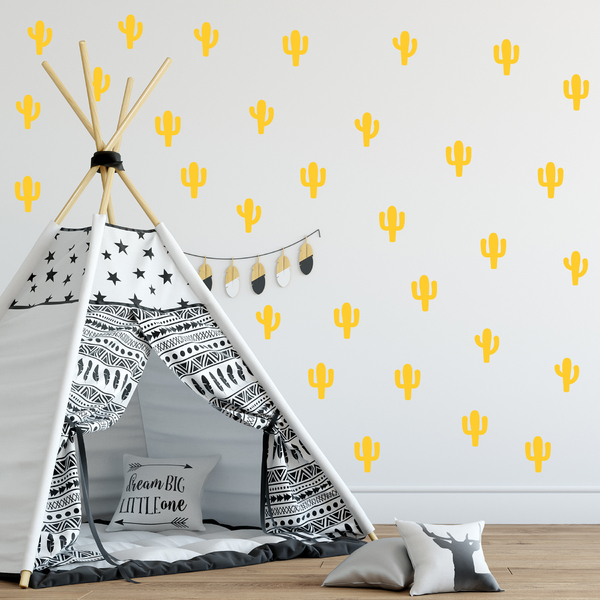 Adesivo De Parede Infantil Cactos Amarelos 60un