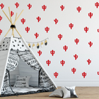 Adesivo De Parede Infantil Cactos Vermelhos 60un