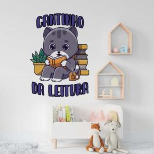 Adesivo De Parede Infantil Cantinho Da Leitura - Gato *atençã
