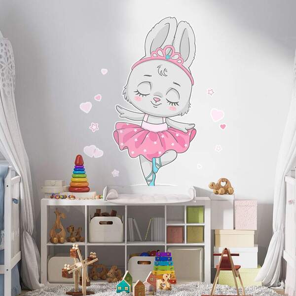 Adesivo De Parede Infantil Coelinha Bailarina 02-m 65x53cm