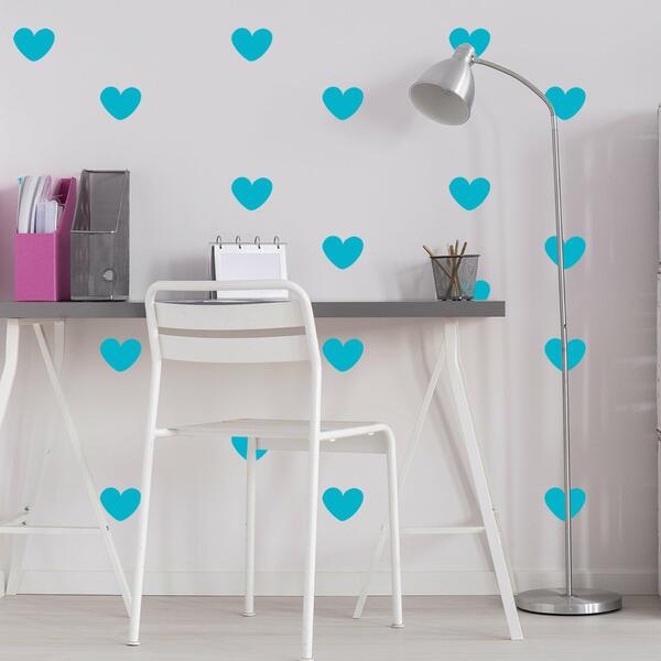 Adesivo De Parede Infantil Coração Azul Turquesa