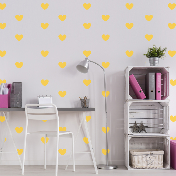 Adesivo De Parede Infantil Corações Amarelos 55un