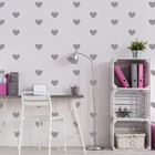 Adesivo De Parede Infantil Corações Prata 55un