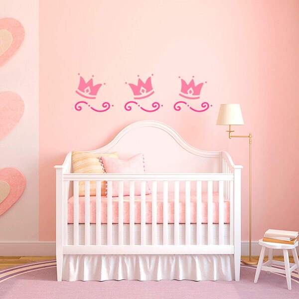 Adesivo De Parede Infantil Coroas De Princesa - Pequeno 60x20