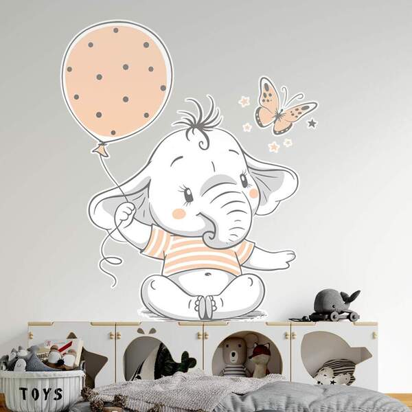 Adesivo De Parede Infantil Elefantinha Baby-p 55x47cm