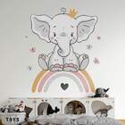 Adesivo De Parede Infantil Elefantinha Com Coroa -g 75x68cm