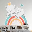 Adesivo De Parede Infantil Elefantinho Arco Íris-p 55x56cm