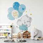 Adesivo De Parede Infantil Elefantinho Com Balões-p 55x45cm