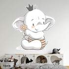 Adesivo De Parede Infantil Elefantinho Com Coroa-m 65x60cm