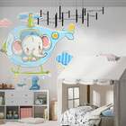 Adesivo De Parede Infantil Elefantinho Helicóptero-m 65x70cm