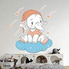 Adesivo De Parede Infantil Elefantinho Nas Nuvens-g 75x74cm