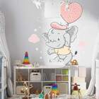 Adesivo De Parede Infantil Elefantinho No Balão-eg 85x77cm