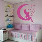 Adesivo De Parede Infantil Fadinha Na Lua Mod. 6 - Grande 79x