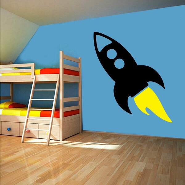 Adesivo De Parede Infantil Foguete Espacial - Extra Grande 12
