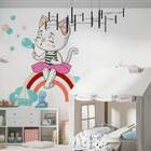 Adesivo De Parede Infantil Gatinha No Arco Íris-m 65x64cm