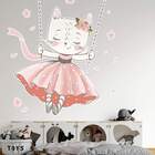 Adesivo De Parede Infantil Gatinha No Balanço-es 100x94cm