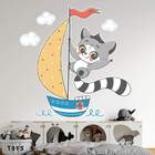 Adesivo De Parede Infantil Guaxinim Marinheiro-g 75x76cm