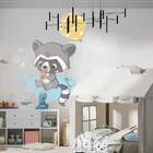 Adesivo De Parede Infantil Guaxinim Nas Nuvens-g 75x56cm