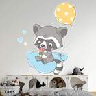 Adesivo De Parede Infantil Guaxinim Nas Nuvens-g 75x56cm