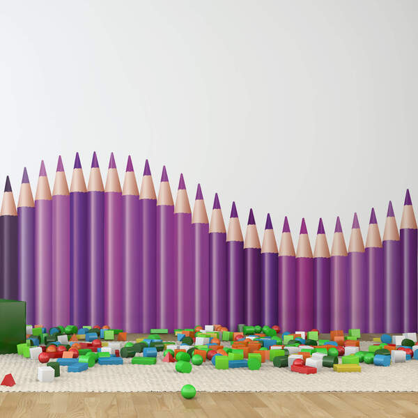 Adesivo de Parede Infantil Lapis de Cor Onda Lilás e Roxo