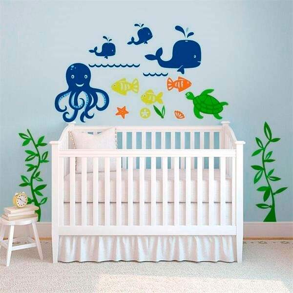 Adesivo De Parede Infantil No Fundo Do Mar - Médio 90x75cm