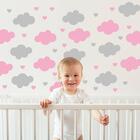 Adesivo De Parede Infantil Nuvens E Corações