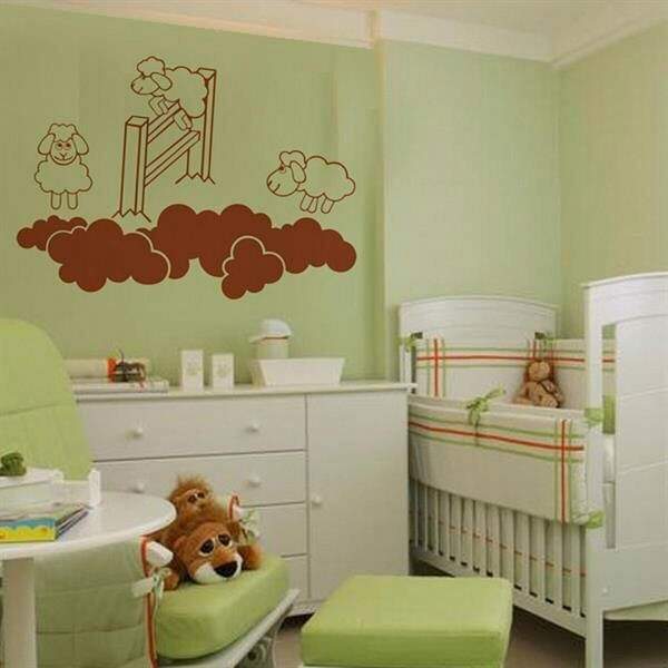 Adesivo De Parede Infantil Ovelhinhas Pulando-eg 104x80cm